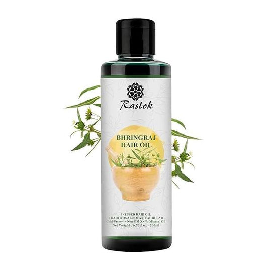 Bhringraj Hair Oil 6.76 fl oz -200ml | Ayurvedic Botanical Blend with Amla, Neem, Hibiscus & Brahmi Cold-Pressed Non-GMO No Mineral Made in India