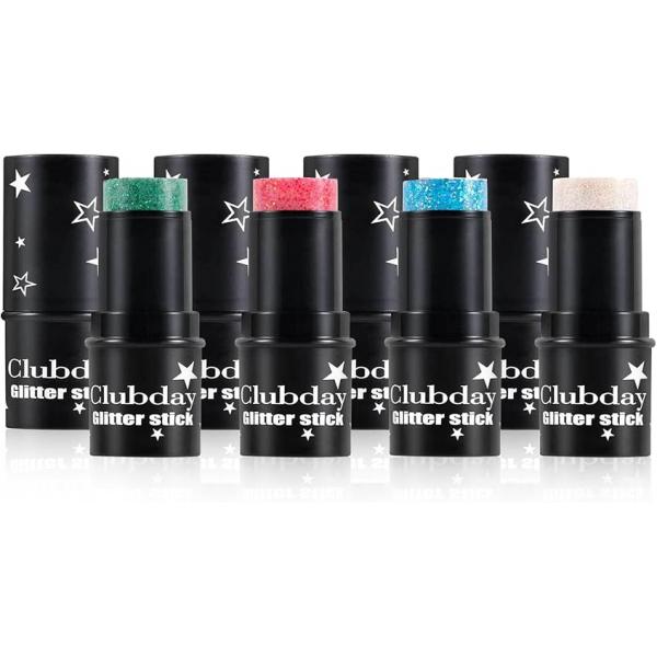 Body Glitter Stick, 4 Colors Mermaid Sequins Gel for Face and Body, Waterproof Chunky Stage Party Club Holographic Makeup, Blue Eye