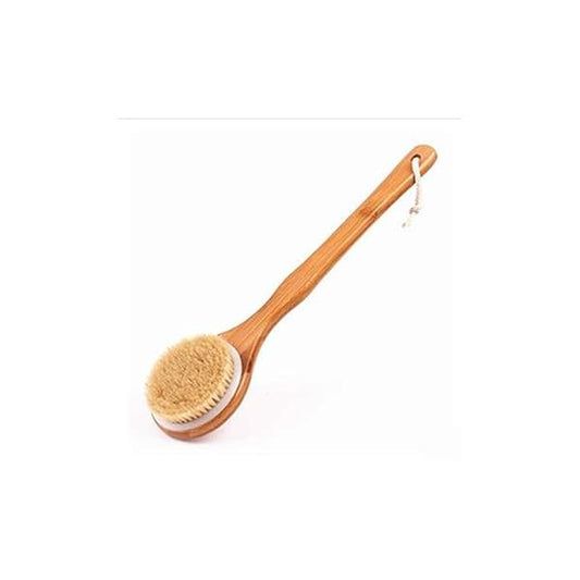 Body Brush Back Scrubber Bath with Long Bamboo Handle for Exfoliating Skin & Wood Beads Massage