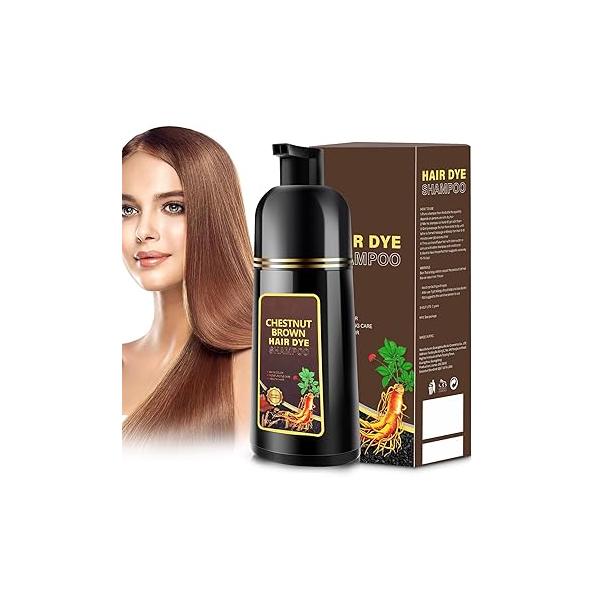 Black Hair Dye Shampoo 3 in 1 for Gray Hair, Herbal Women Men, Grey Coverage 500ml (Black)