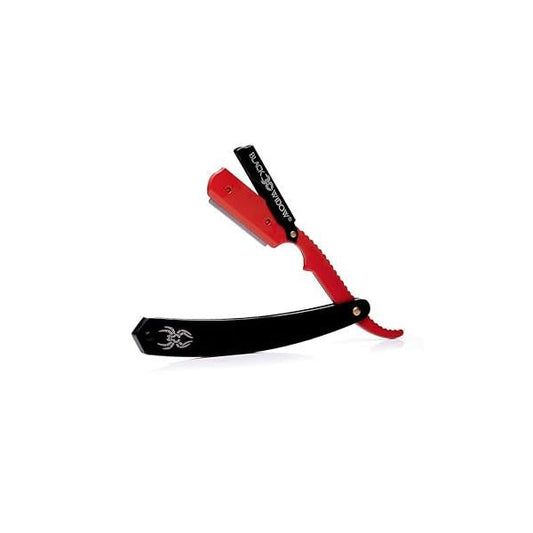Black Widow Razors, Professional Straight Razor for Men, Barber Edge Safety with 10 Pack Blades, 1.5mm Exposed Blade (Black and Red)