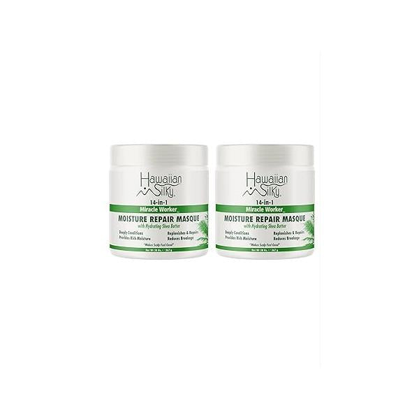 Hawaiian Silky 14-in-1 Miracle Worker | Moisture Repair Masque w/Hydrating Shea Butter 20 oz (Pack of 2)
