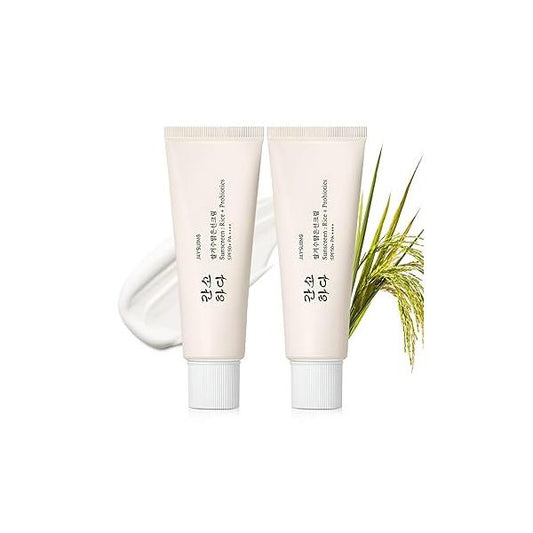 2PCS Relief Sun Organic Sunscreen SPF50+,Rice and Probiotics PA++++Korean Cream Care | Korean Skin for All Types UV Defens Nourishing Protection