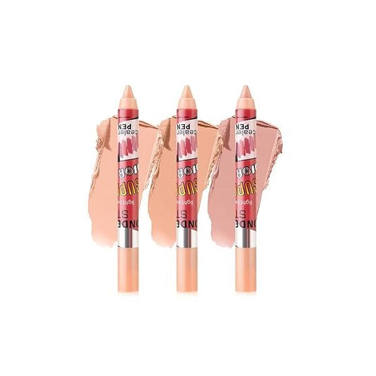 Boobeen 3 Pcs Concealer Pencils, Contour Highlighter Stick Makeup Multi-use Creamy Matte Pen Waterproof Full Coverage Face Stick, Long Wear