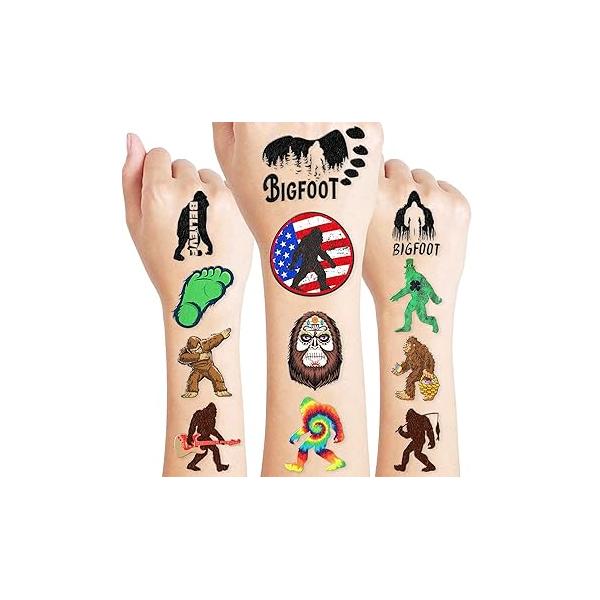 Bigfoot Jungle Temporary Tattoos Sticker for Kids Birthday Party Supplies Decorations Favors 80PCS Tattoo Sasquatch Halloween Easter Holiday Themed Cute Boys Girls Gifts Ideal Prizes Reward