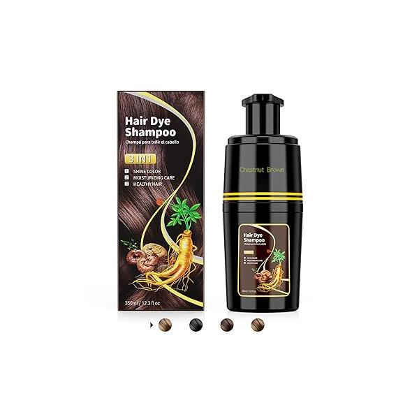 Black Hair Dye Shampoo 3 in 1, Color for Cover Grey Hair, Natural with Herbal Ingredient Men and Women (Black)