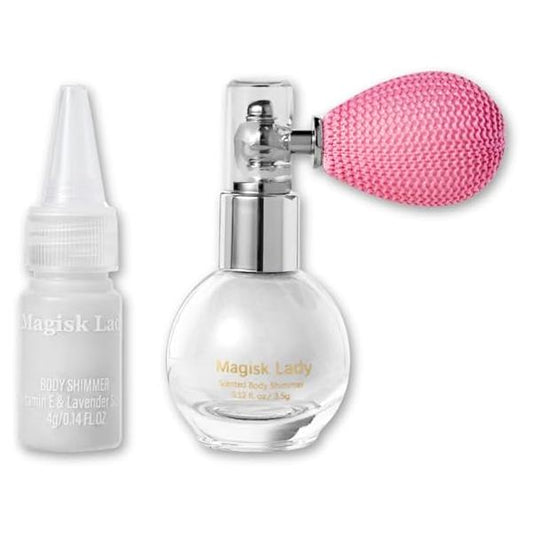 Body Glitter Spray, Shimmer Powder Makeup, Shiny Spray for Hair and Body/Face/Clothes/Nail/Art Women with Replacement Set White