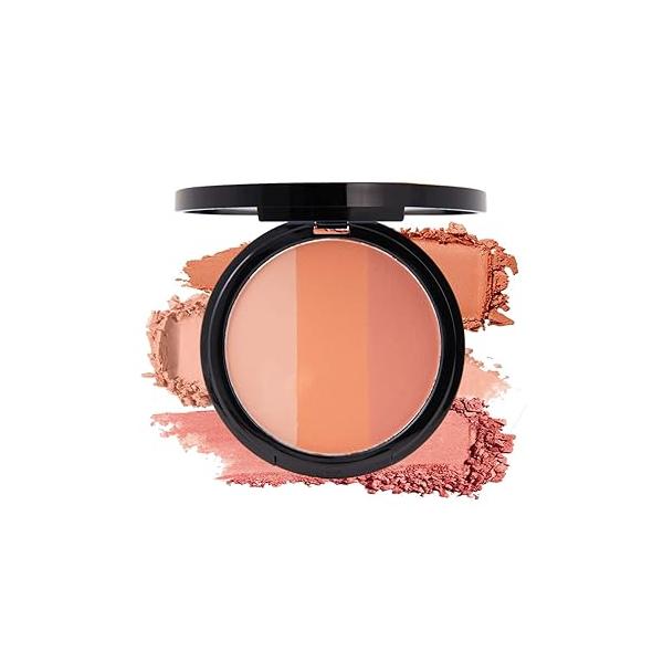 3 IN 1 Brown Nude Face Highlight Bronzer Powder Palette for Cheeks Contour Brightening, Buildable Matte Coverage Natural Makeup,Ultra Sculpt Nose Shadow Eyeshadow Primer 03#
