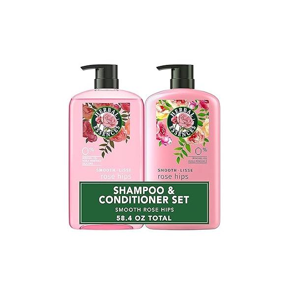 Herbal Essences Shampoo & Conditioner Set, Smooth Collection, Paraben-Free, Color-Safe, with Rose Hips Vitamin E, 29.2 Fl Oz Each, 2-Pack