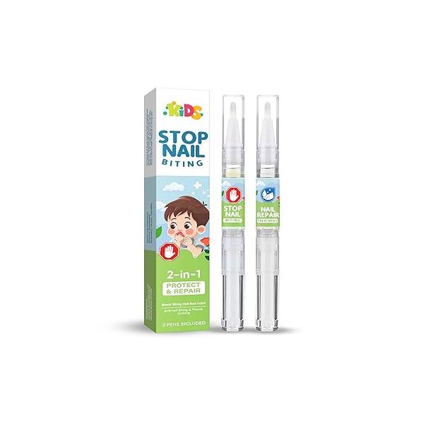 2Pcs Nail Biting Treatment for Kids, Prevention, Helping Adults and Children with Finger-Biting Habits to Stop Nail-Biting Finger-Sucking Habits, Green