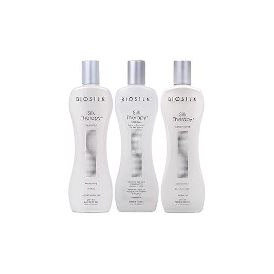 BioSilk 3-Piece Silk Therapy Shampoo, Conditioner & Serum Kit, Haircare For Incredible Shine, Sulfate, Paraben, Cruelty-Free, 12 Oz (3 Products)