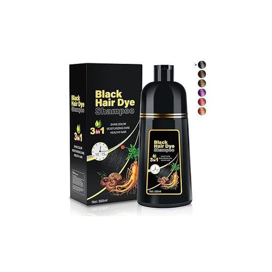 Black Hair Dye Shampoo 3 in 1 Champu Para Canas for Gray Coverage, Natural Herbal Color Women, shampoo para pintar el cabello