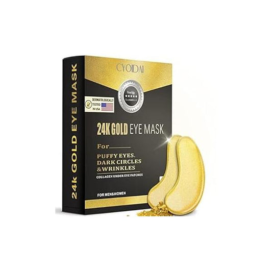 24K Gold Under Eye Patches for Dark Circles & Puffiness - Korean Masks Bags Fine Lines Hydrating Eyes Bag Treatment Men Women Collagen Mask Wrinkles Tired