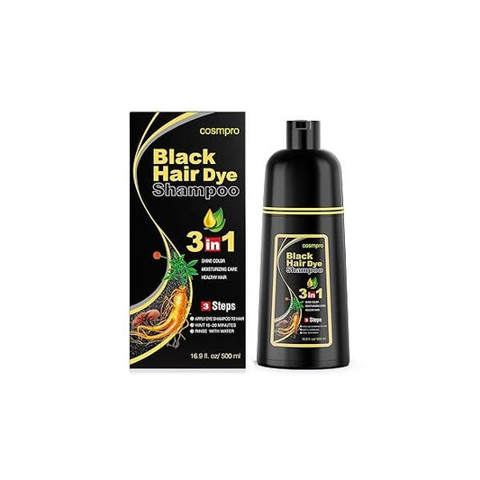 Black Hair Dye Shampoo 3 in 1 for Women/Men Gray Coverage Instant Color Natural Herbal Semi Permanent Champu Para Cana