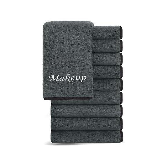 Cosy Family 10 Pack Makeup Remover Wash Cloths - Soft Microfiber Fingertip Facial Cleansing for Hand and Make Up, 12 x in, Black Grey