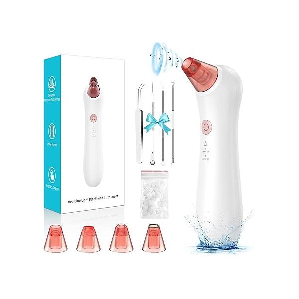 Blackhead Remover Pore Vacuum, Extractor & Removal Tools. Features 3 Adjustable Modes and 4 Probes for Removing blackheads, Whiteheads, Acne. Deeply Cleans The Skin