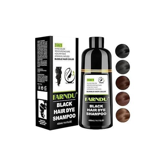 Black Hair Dye Shampoo for Women & Men, Gray Coverage Herbal Natural 3 in 1 Color Shampoo, Champu para canas