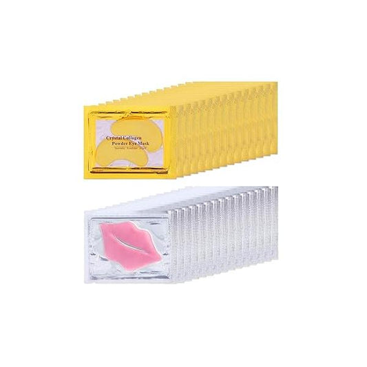 30 Pairs 24K Gold Eye Masks & Lip Masks,Crystal Collagen Patches for Puffy Eyes, Effectively Moisturizing Skin Care Reducing Fine Lines Dark Circleeye
