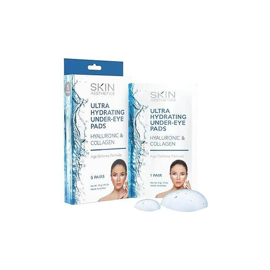 Hyaluronic & Collagen Under Eye Patches - Reduces Puffiness, Bags Wrinkles, Ultra Hydrating Dermatologist Tested Korean Skincare Clean Beauty, Cruelty-Free 5 Pairs