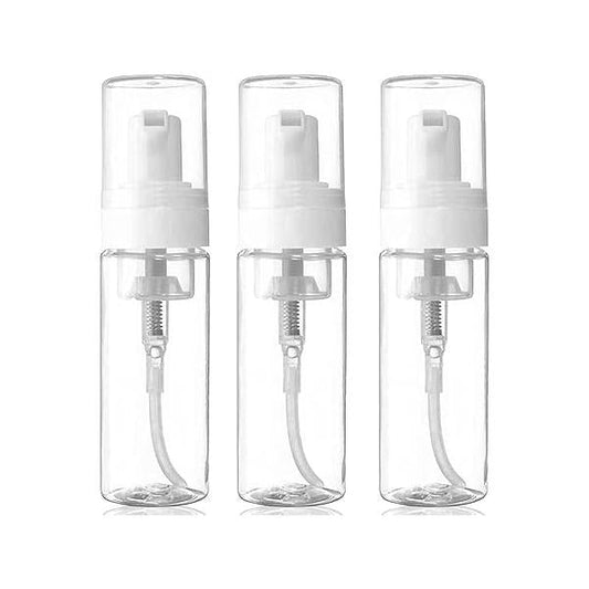 3-Pack Travel-Sized Foaming Pump Bottles - Empty Liquid Soap Dispensers for Refillable Travel Hand Shampoo Castile Cosmetics BPA Free (100ml/3.3oz) (Clear)
