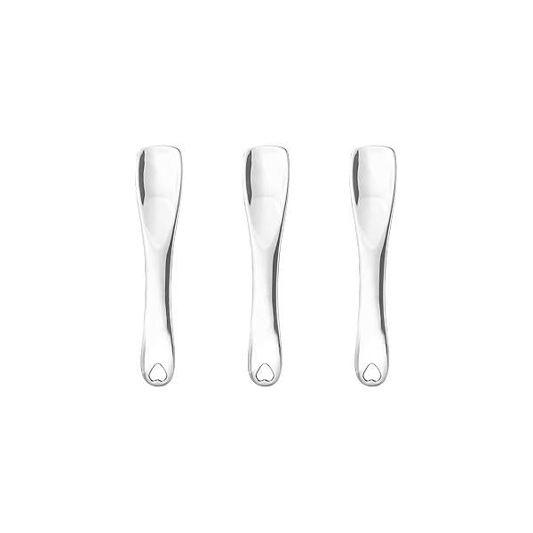 3 PCS Facial Spatula Massage Eye Roller Dark Circles Skincare Tool Face Cream Lotion Makeup Stainless Steel Applicator Wand Neck Lines Beauty Instrument Stick Spoon Device(Silver)