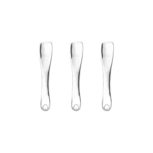 3 PCS Facial Spatula Massage Eye Roller Dark Circles Skincare Tool Face Cream Lotion Makeup Stainless Steel Applicator Wand Neck Lines Beauty Instrument Stick Spoon Device(Silver)