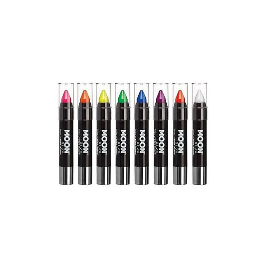 Blacklight Neon Face Paint Stick / Body Crayon makeup for the & - Intense set of 8 colours Glows brightly under blacklights