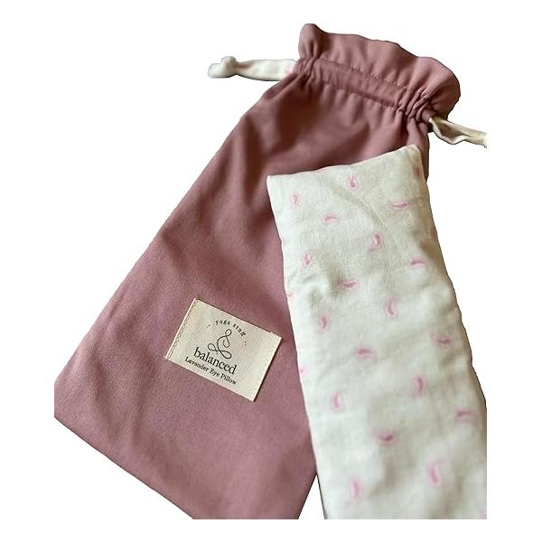BYS Weighted Lavender Eye Pillow, Organic Cotton Fabric, Grey and White, with Travel Pouche