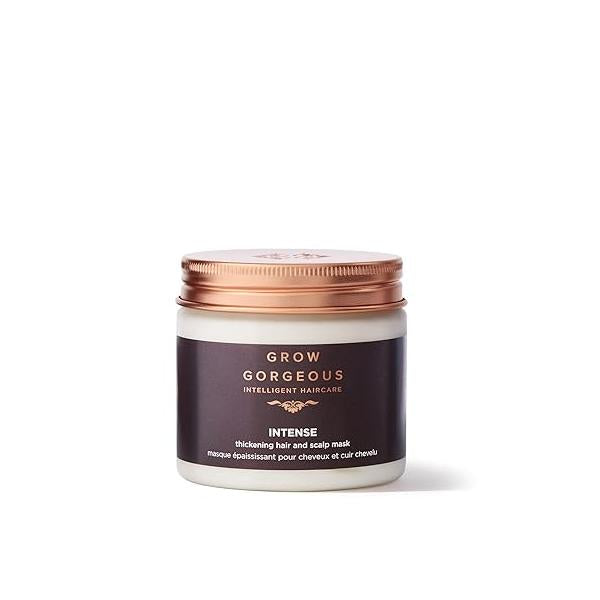 Grow Gorgeous Intense Thickening Hair and Scalp Mask, 200ml - With Hyaluronic Acid Shea Butter for Fuller Healthier Vegan