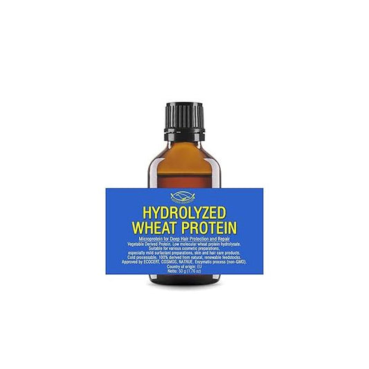 HYDROLYZED WHEAT PROTEIN - Liquid 50g | 1.76oz Microprotein for Hair, Skin, Baby Care, Body Wash, Sensitive Skin Deep Hair Protection, Restructuring and Repair Shampoos, Conditioners