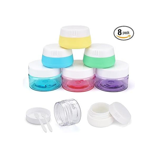 Cosywell Cream Jars for Toiletries Silicone & PP Travel Size 8PCS TSA Approved Leak-proof Containers Refillable Cosmetic with Lid Lotion Makeup Cosmetics