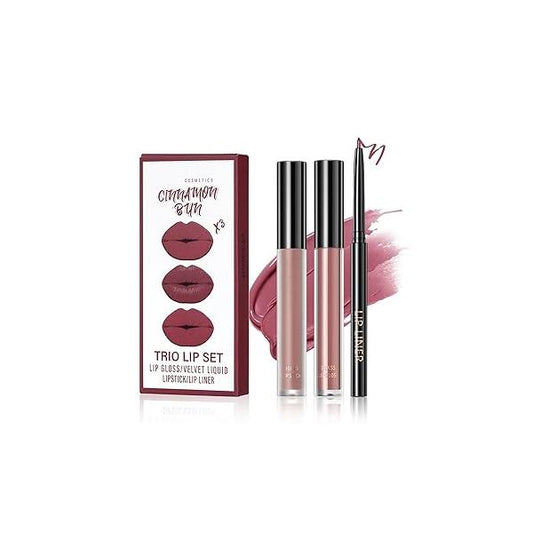 3 in 1 Black Lip Liner Pencil and Lipstick lipgloss Set Matte Gloss Kit Long-lasting Nonstick Cup Smudge Proof Kits with Liner,Velvet Goth Makeup (12#Black Magic)