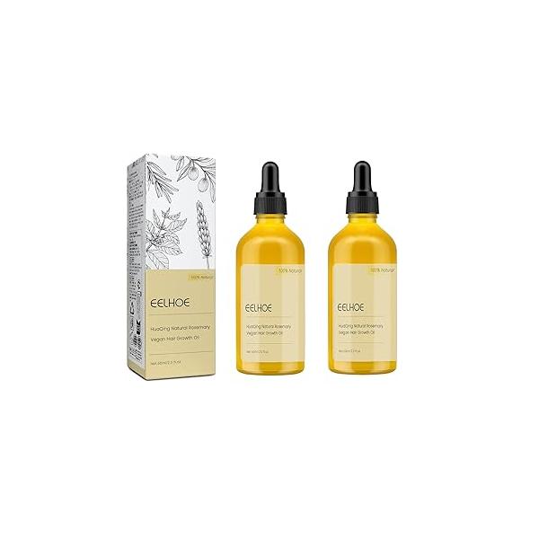 2Pcs Veganic Natural Hair Growth Oil, Eelhoe Improves Blood Circulation,Reduce Loss,For Dry Damaged Hair.(120ML)