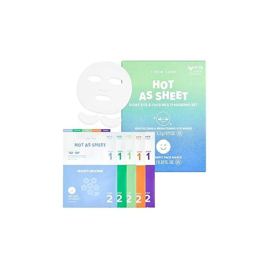 I DEW CARE Glass Skin Face Mask Variety Pack - Let's Get Sheet Faced | For Perfect Care Routine, 2 Week Intense Korean Masks Skincare, Makeover with Collagen, Moisturizing, 14 Count