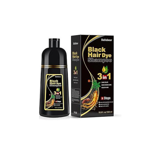 Black Hair Dye Shampoo for Gray Hair, Semi-Permanent Color Women and Men, Herbal Ingredients, 3 in 1 100% Grey Coverage.Lasts 30 Days/500ml/Natural herbal Ingredients