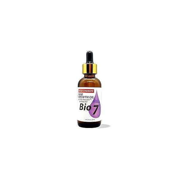 BIO7 EXTRA STRENGTH HAIR GROWTH OIL W/ 7 BIO-NATURALS CHÉBÉ - 2 Fl Oz Strengthen, Thicken and Grow Your Hair, Condition Scalp, Prevent Hair Breakage, Supply Valuable Nutrients To Increase Blood Flow