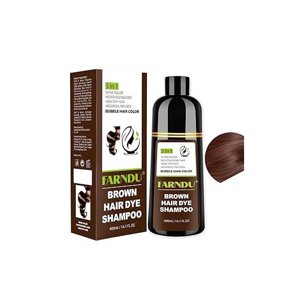 Black Hair Dye Shampoo for Women & Men, Gray Coverage Herbal Natural 3 in 1 Color Shampoo, Champu para canas