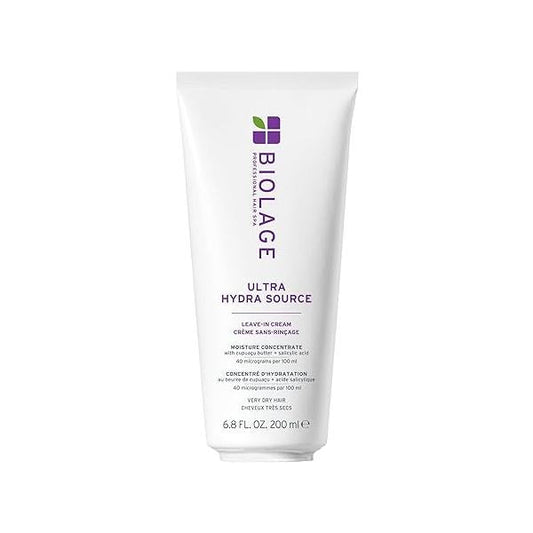 Biolage Ultra Hydra Source Leave-In Cream - Moisturizes & Controls Frizz, For Very Dry, Thick, Hair, Infused with Micro-dosed Cupuaçu Butter Salicylic Acid