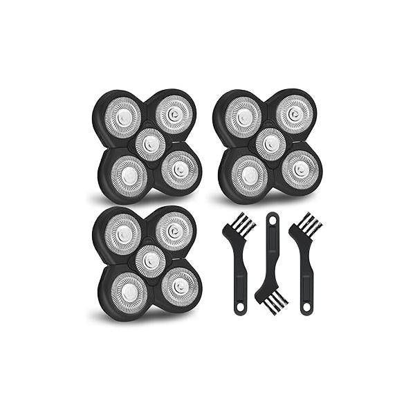 3 Pack Blades Refills Compatible with Freebird Shaver, 5 Shaver Replacement Heads for Bald Men Freedom Grooming, Cleaning Brush