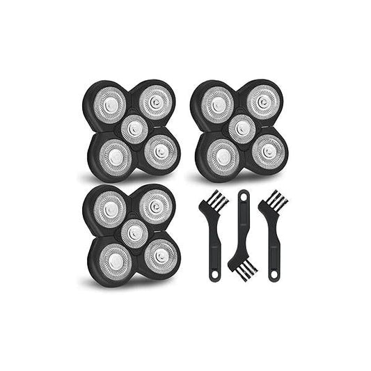 3 Pack Blades Refills Compatible with Freebird Shaver, 5 Shaver Replacement Heads for Bald Men Freedom Grooming, Cleaning Brush