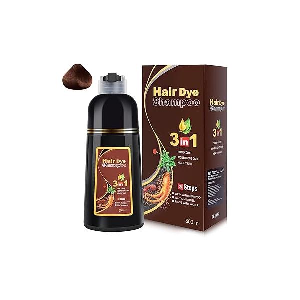Black Hair dye Shampoo 3 in 1, Natural Color for Gray Hair, Tinte Para el Cabello Women and Men 100% Grey Coverage, 350ml