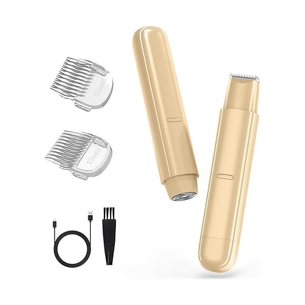 Bikini Trimmer for Women - 2-in-1 Cordless Electric Shaver with Dual Heads,IPX7 Waterproof Body Hair Area/Legs/Underarms,Type-C Rechargeable & Easy Clean