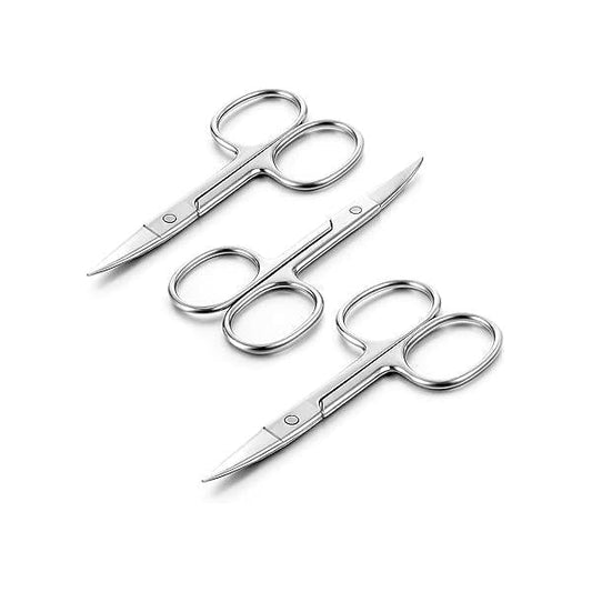 3 Pieces Curved Cuticle Scissors, Manicure Scissors Stainless Steel Grooming for Facial Hair, Multi-Purpose Craft Scissor Nail, Eyebrow, Eyelash, Dry Skin
