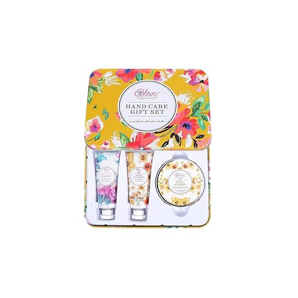 BODY & EARTH # LOVE Hand Cream Gift Set, Lotion Sets for Mothers Day Gifts, Care Set with Shea Butter, Travel Size Women, 2 Exfoliating Cream, Birthday Gifts Box