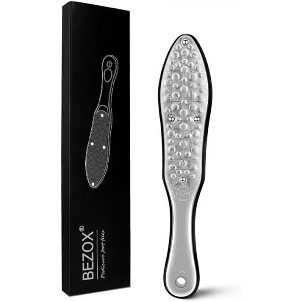 BEZOX Professional Foot File Callus Remover, Double Sided Pedicure Rasp for Cracked Heel and Dead Skin - Heavy Duty Surgical Grade Stainless Steel W/Cloth Storage Bag & Gift Box