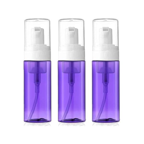 3-Pack Travel-Sized Foaming Pump Bottles - Empty Liquid Soap Dispensers for Refillable Travel Hand Shampoo Castile Cosmetics BPA Free (100ml/3.3oz) (Clear)