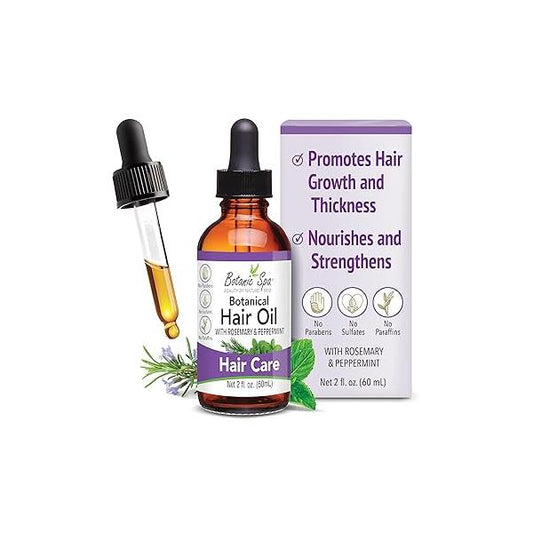 Botanical Hair Oil with Rosemary and Peppermint - Nourish Strengthen 2 fl. oz.