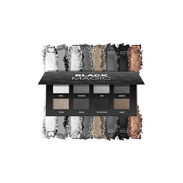 Black Smoky Eye Shadow Palette - 8 Color Dark Grey Smokey Eyeshadow for Goth Makeup, Pigmented & Long Lasting