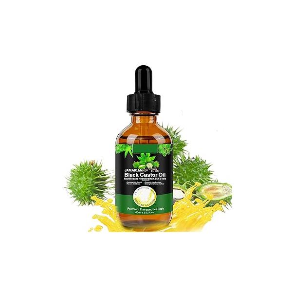 Black Castor Oil, Cold Pressed Organic Pure Hair Oil For Growth, Natural Carrier for Thicker Eyebrows Eyelashes, Scalp, Face, Skin Moisturizer,Moisturizing Massage Aromatherapy (1pcs)