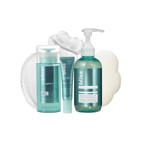 Bliss Clear Genius Clarifying Toner + Serum - 4.3 Fl Oz Purifies Pores, Tones, Calms & Clears Skin Salicylic Acid, Niacinamide Witch Hazel Clean Paraben Free Vegan Cruelty-Free